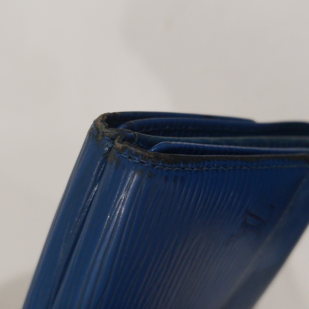 Vintage Louis Vuitton LV Trifold Luxury Wallet โ Royal Blue Epi Leather 4.25x4" - Picture 9 of 17
